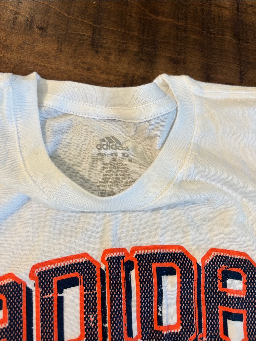 NWT adidas White Tee with Stacked Multicolor ADIDAS Logo - Picture 2 of 3